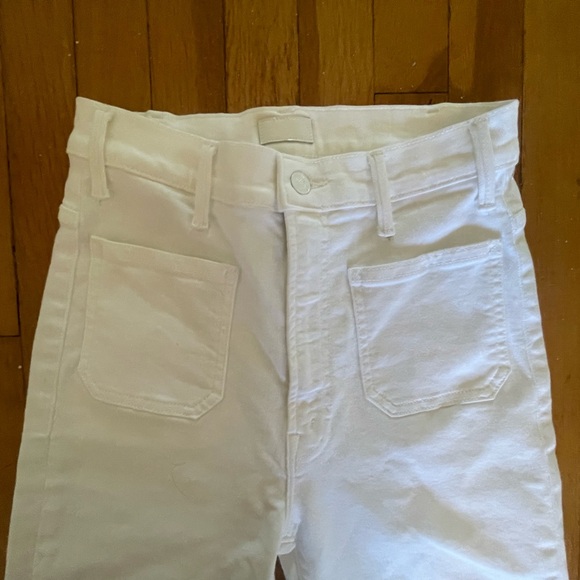 MOTHER The Hustler Patch Pocket Flood Jean in White Premium Denim high waist 28 - Picture 10 of 10